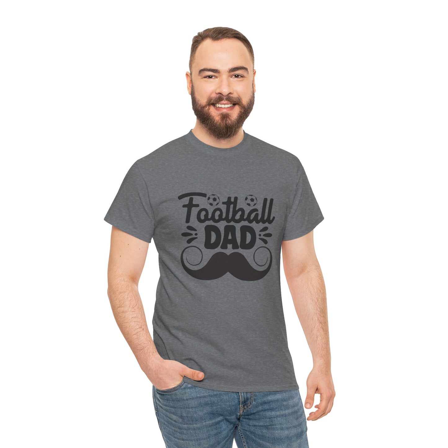 Kixt Heavy Cotton™ Tee - "Moustache Football Dad " T-Shirt