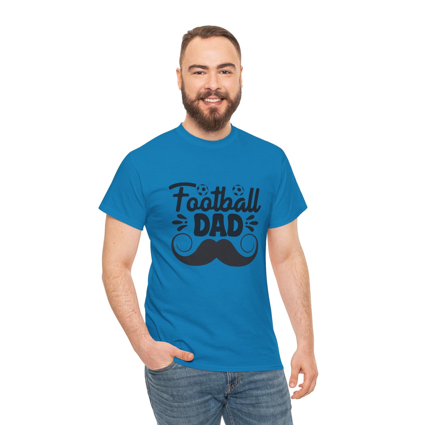 Kixt Heavy Cotton™ Tee - "Moustache Football Dad " T-Shirt