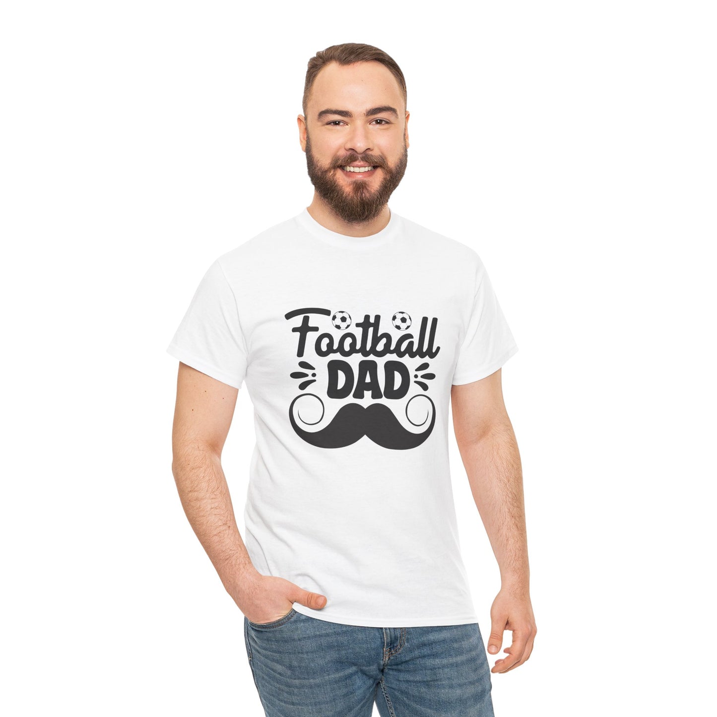 Kixt Heavy Cotton™ Tee - "Moustache Football Dad " T-Shirt