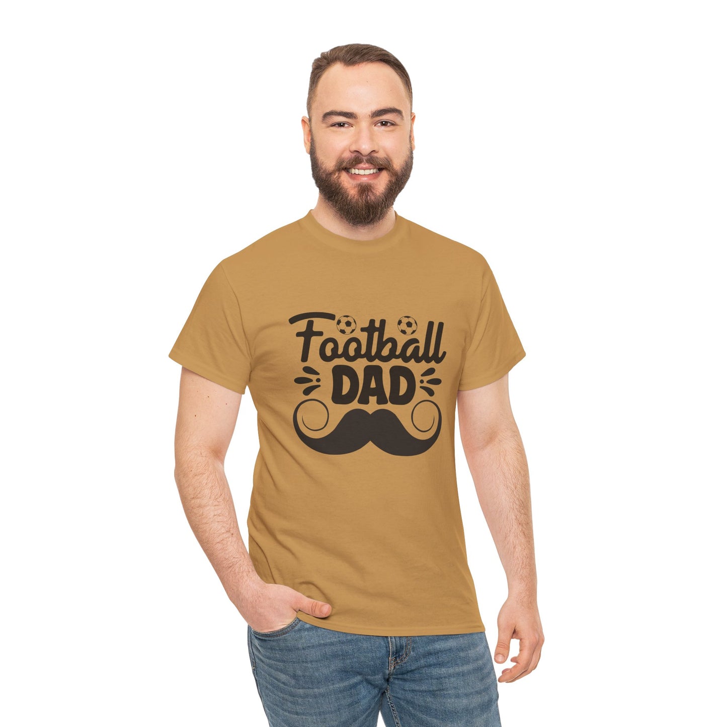 Kixt Heavy Cotton™ Tee - "Moustache Football Dad " T-Shirt