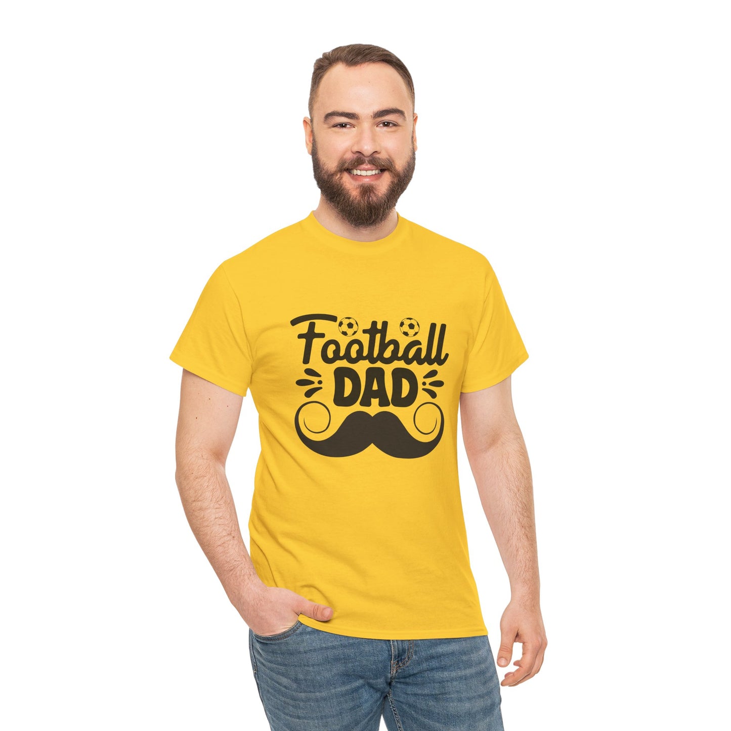 Kixt Heavy Cotton™ Tee - "Moustache Football Dad " T-Shirt