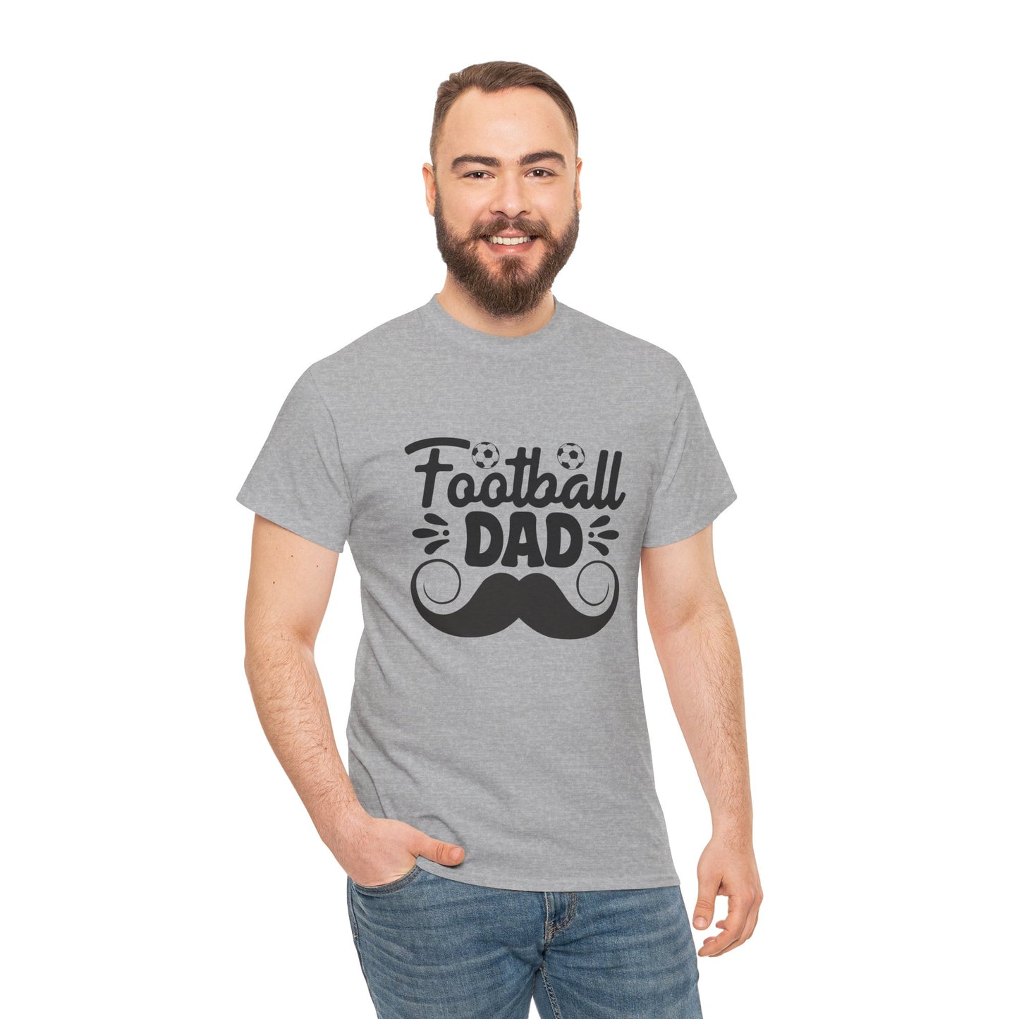 Kixt Heavy Cotton™ Tee - "Moustache Football Dad " T-Shirt