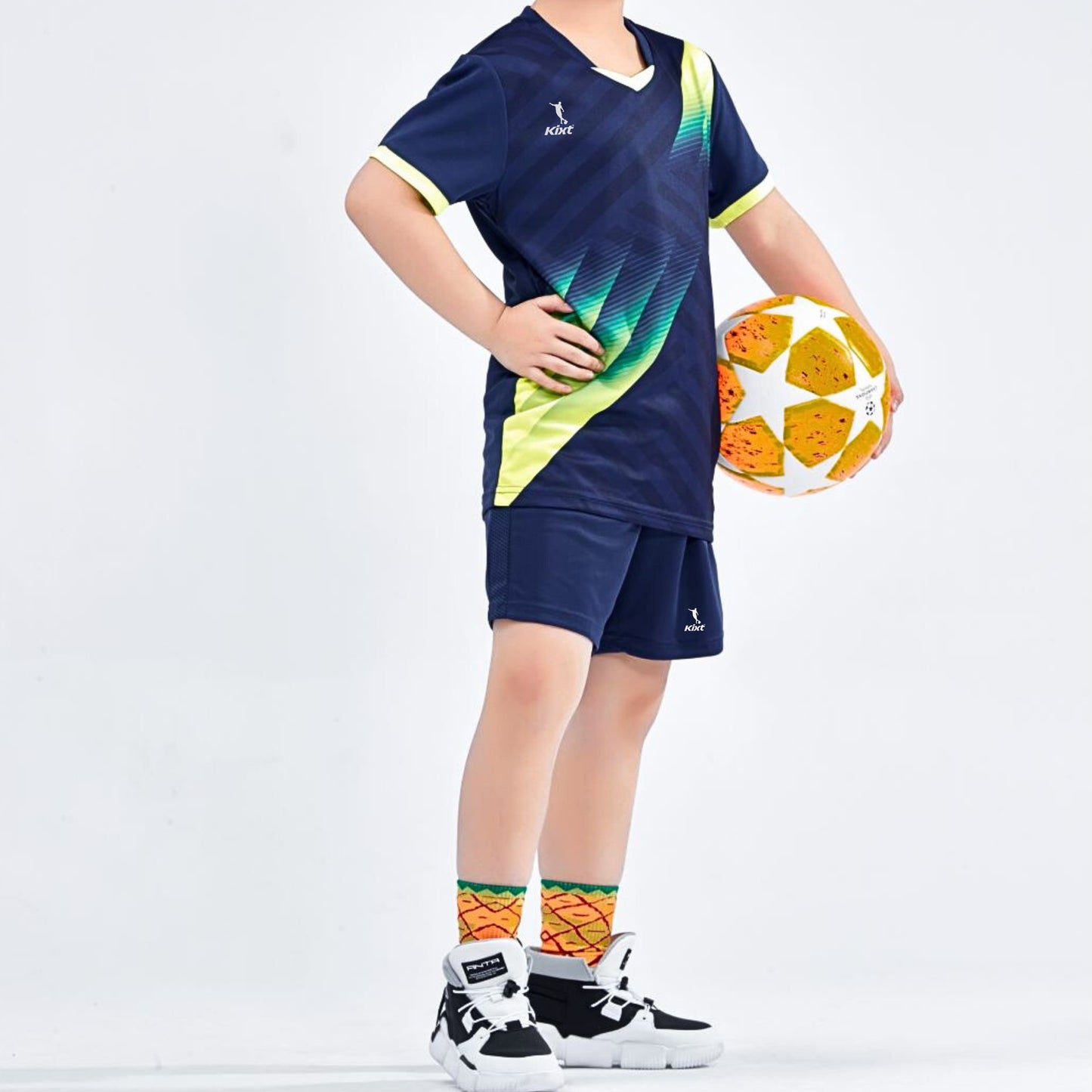 Kids Football Kits M8620 [NAVY/Green] - Boys/Girls Football Kits (Jersey & Shorts)