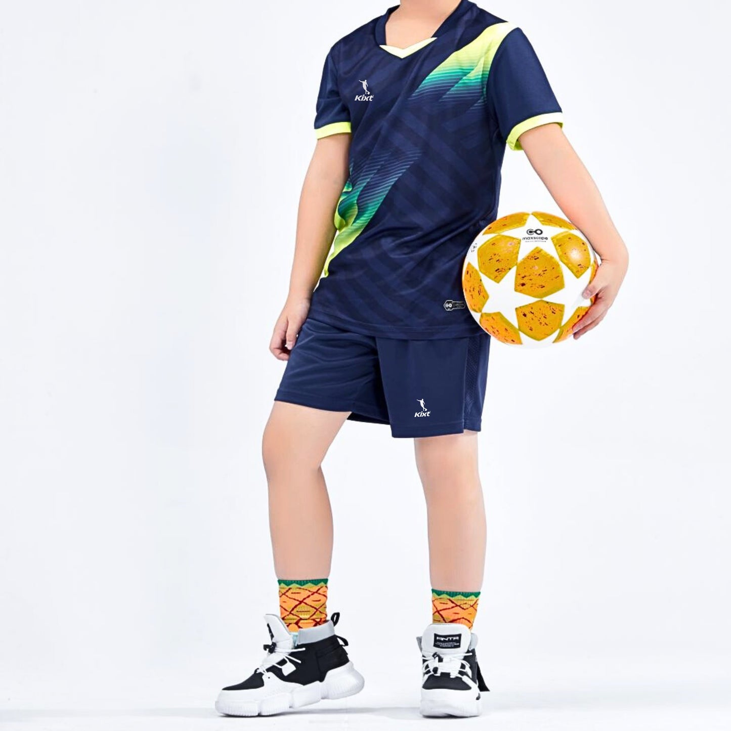 Kids Football Kits M8620 [NAVY/Green] - Boys/Girls Football Kits (Jersey & Shorts)