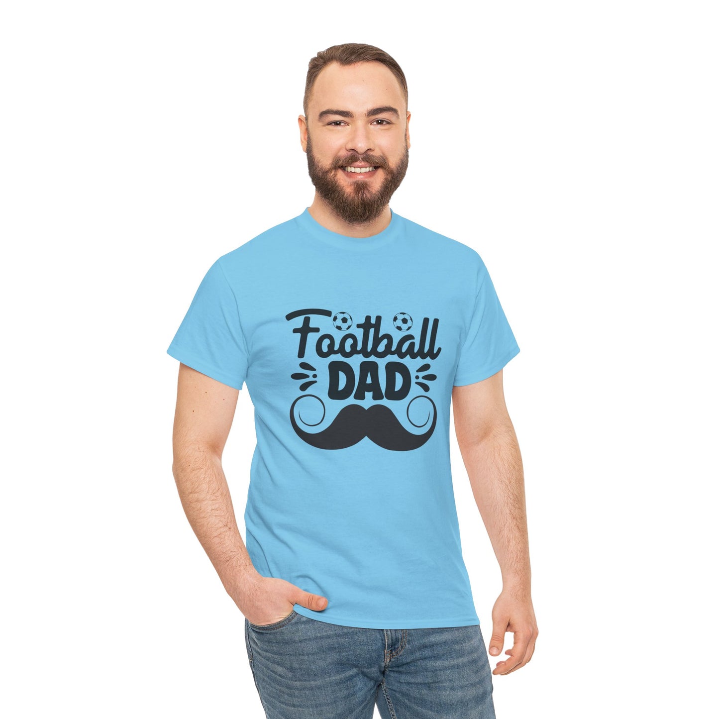 Kixt Heavy Cotton™ Tee - "Moustache Football Dad " T-Shirt